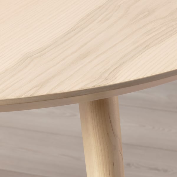 Close-up of a wooden tables edge, showing smooth finish and sturdy joinery.