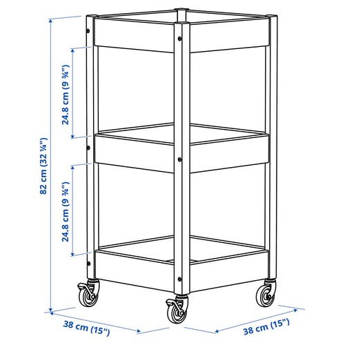 LOSHULT Trolley, pine, 38x38x82 cm