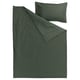 Dark green duvet cover and pillowcase set with textured waffle weave, made of 100% soft cotton.