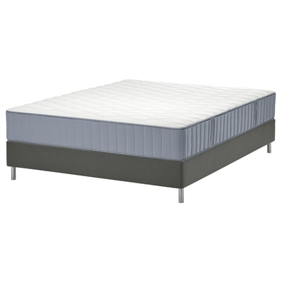LYNGÖR Divan bed, Vågstranda extra firm/light blue dark grey, 180x200 cm