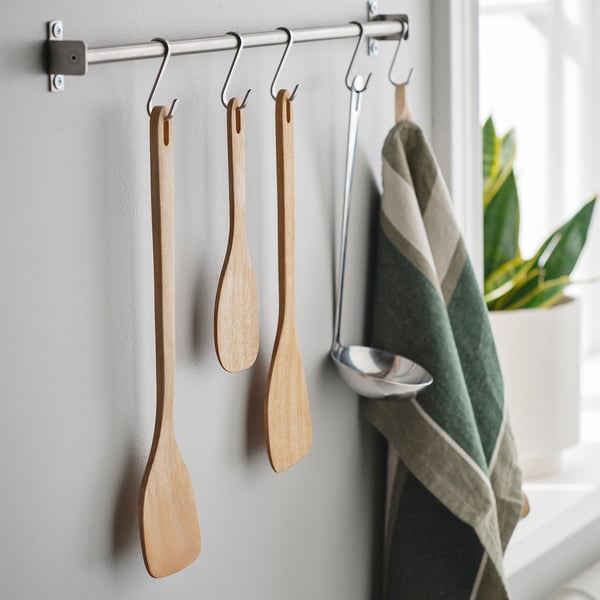 MAJFISK 3-piece kitchen utensil set, acacia