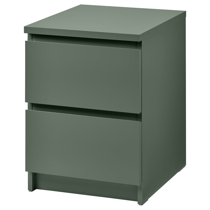 MALM chest of 2 drawers, greygreen, 40x55 cm IKEA