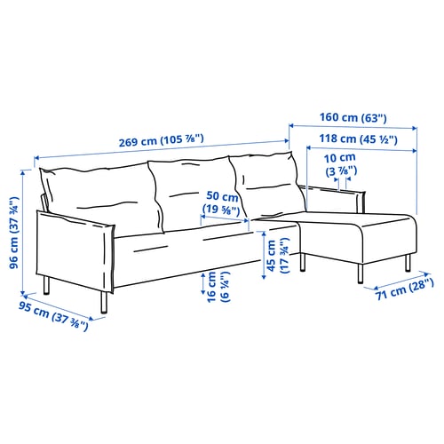 MANNARP 4-seat sofa with chaise longue, Gunnared beige