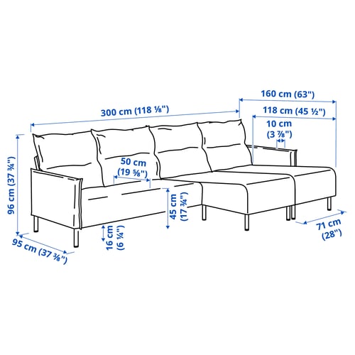 Illustration with measurements for the product: MANNARP.