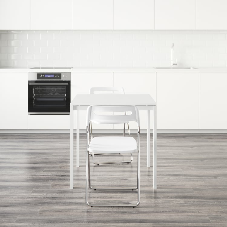 MELLTORP / NISSE طاولة و عدد 2 كرسي يطوى أبيض/أبيض IKEA