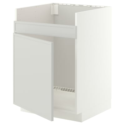 METOD Base cab f HAVSEN single bowl sink, white/Aspudden light grey, 60x60 cm