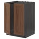 METOD Base cabinet for sink + 2 doors, black Enköping/brown walnut effect, 60x60 cm