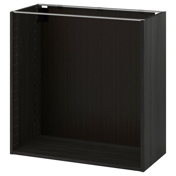 METOD Base cabinet frame, wood effect black, 80x37x80 cm