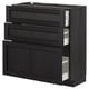 METOD Base cabinet with 3 drawers, black/Lerhyttan black stained, 80x37 cm