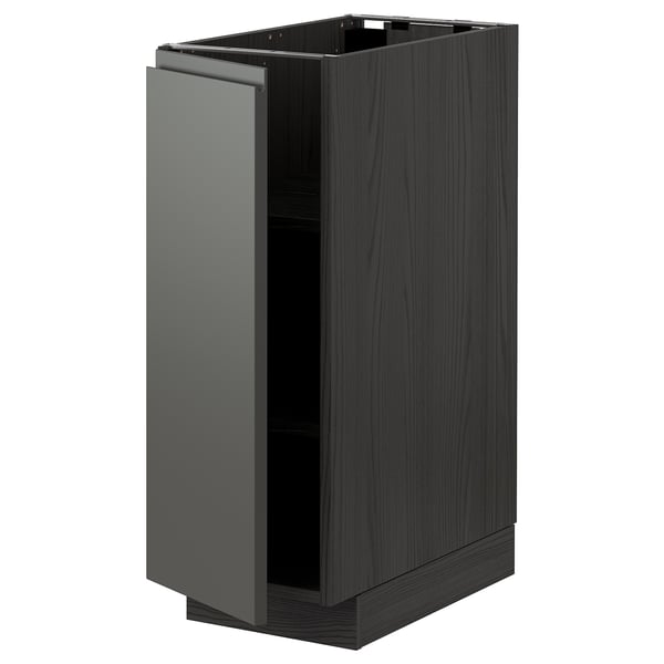 METOD Base cabinet with shelves, black/Voxtorp dark grey, 30x60 cm