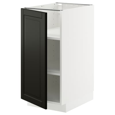 METOD Base cabinet with shelves, white/Bodbyn black, 40x60 cm