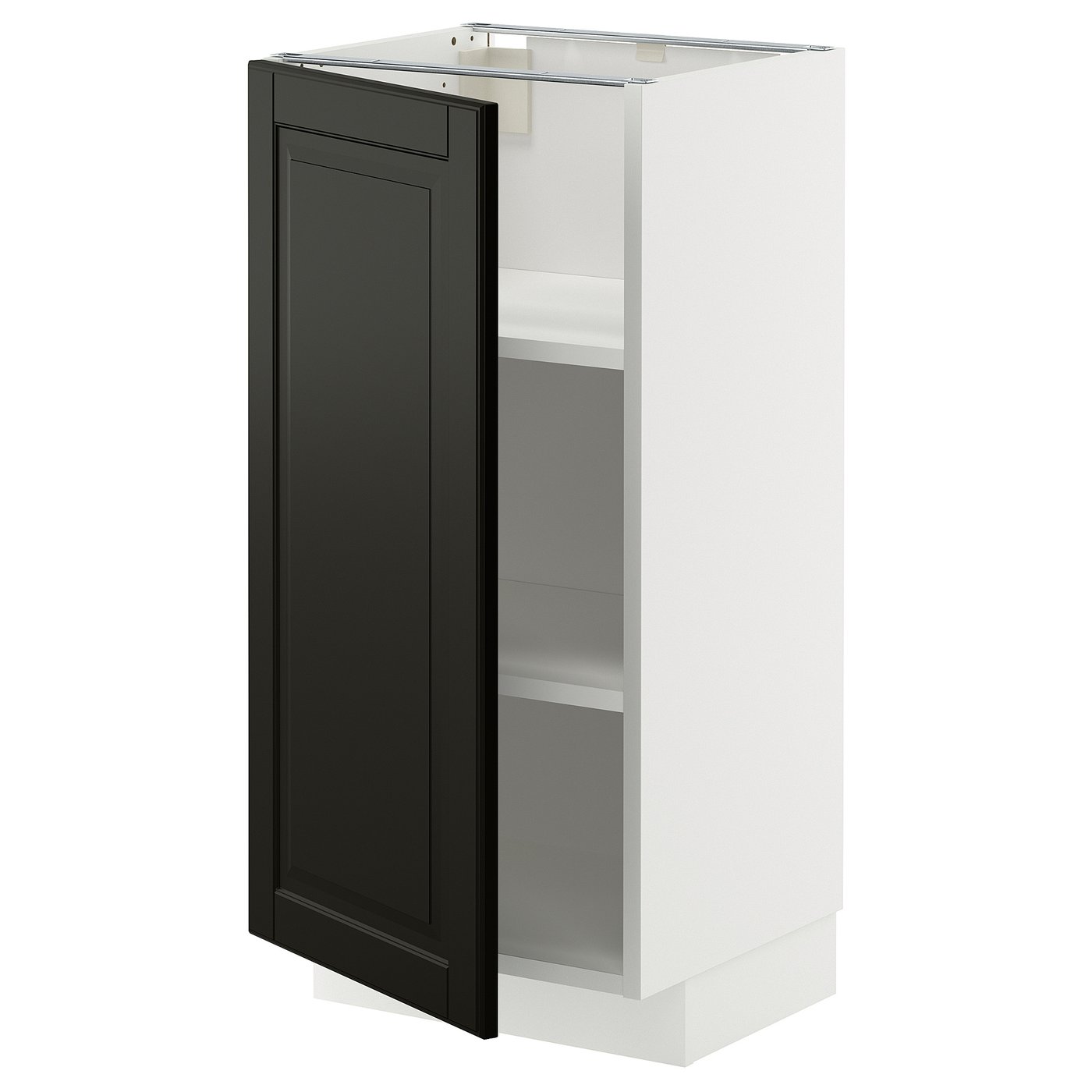 METOD base cabinet with shelves, white/Bodbyn black, 40x37 cm - IKEA