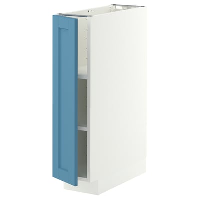 METOD Base cabinet with shelves, white/Lerhyttan blue, 20x60 cm