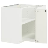 METOD Corner base cabinet with shelf, white/Veddinge white, 88x88 cm