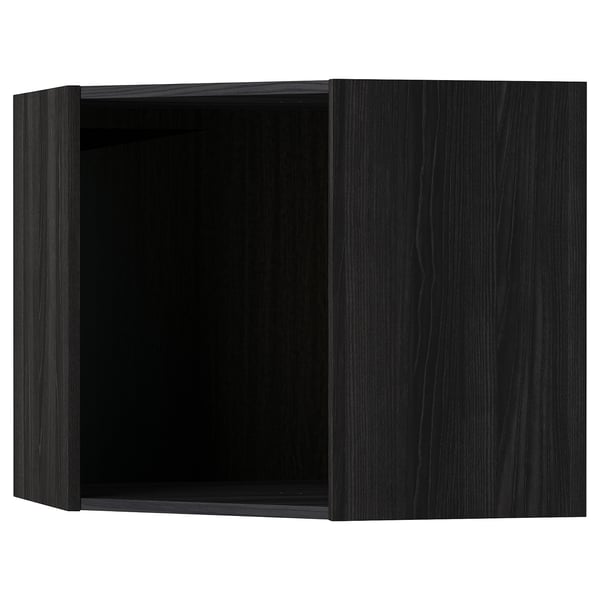METOD Corner wall cabinet frame, wood effect black, 68x68x60 cm
