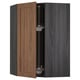 METOD Corner wall cabinet with carousel, black Enköping/brown walnut effect, 68x100 cm