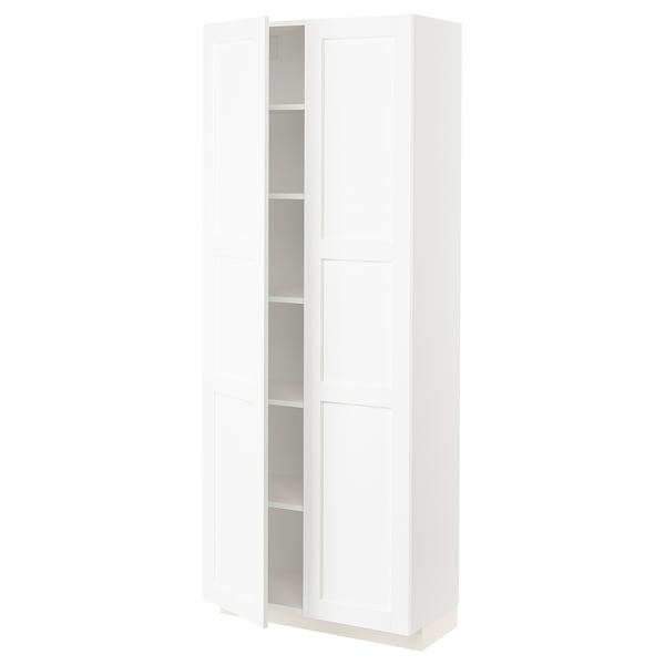 METOD white kitchen cabinet, modern design, two doors, adjustable shelves.