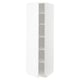White METOD kitchen cabinet, tall, three shelves, adjustable, modern design.