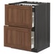 METOD / MAXIMERA Base cab f hob/2 fronts/2 drawers, black Enköping/brown walnut effect, 60x60 cm