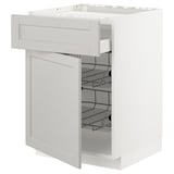 METOD / MAXIMERA Base cab f hob/drawer/2 wire bskts, white/Lerhyttan light grey, 60x60 cm