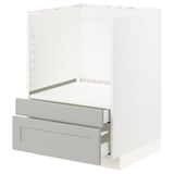 METOD / MAXIMERA Base cabinet f combi micro/drawers, white/Lerhyttan light grey, 60x60 cm