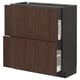 METOD / MAXIMERA Base cabinet with 2 drawers, black/Sinarp brown, 80x37 cm