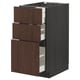 METOD / MAXIMERA Base cabinet with 3 drawers, black/Sinarp brown, 40x60 cm