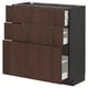 METOD / MAXIMERA Base cabinet with 3 drawers, black/Sinarp brown, 80x37 cm