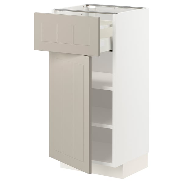 METOD / MAXIMERA Base cabinet with drawer/door, white/Stensund beige, 40x37 cm