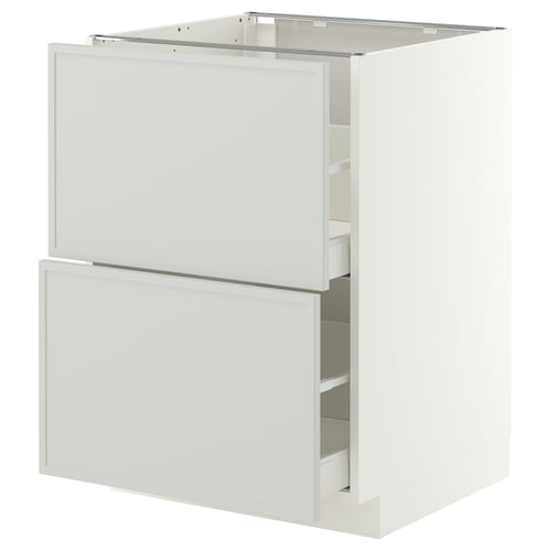 METOD / MAXIMERA Base cb 2 fronts/2 high drawers, white/Aspudden light grey, 60x60 cm