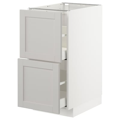 METOD / MAXIMERA Base cb 2 fronts/2 high drawers, white/Lerhyttan light grey, 40x60 cm