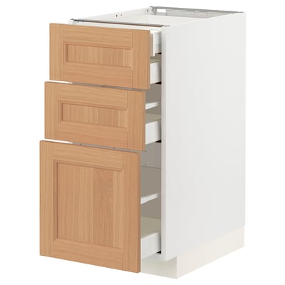 METOD / MAXIMERA Base cb 3 frnts/2 low/1 md/1 hi drw, white/Vedhamn oak, 40x60 cm