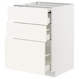METOD / MAXIMERA Bc w pull-out work surface/3drw, white/Vallstena white, 60x60 cm