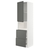 METOD / MAXIMERA Hi cab f micro w door/2 drawers, white/Voxtorp dark grey, 60x60x220 cm