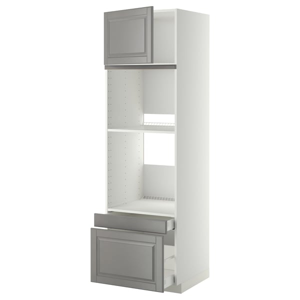 METOD / MAXIMERA Hi cab f ov/combi ov w dr/2 drwrs, white/Bodbyn grey, 60x60x200 cm
