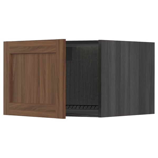 METOD Top cabinet for fridge/freezer, black Enköping/brown walnut effect, 60x40 cm