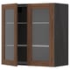 METOD Wall cabinet w shelves/2 glass drs, black Enköping/brown walnut effect, 80x80 cm