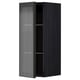 METOD Wall cabinet w shelves/glass door, black/Hejsta anthracite reeded glass, 30x80 cm