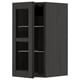 METOD Wall cabinet w shelves/glass door, black/Lerhyttan black stained, 30x60 cm