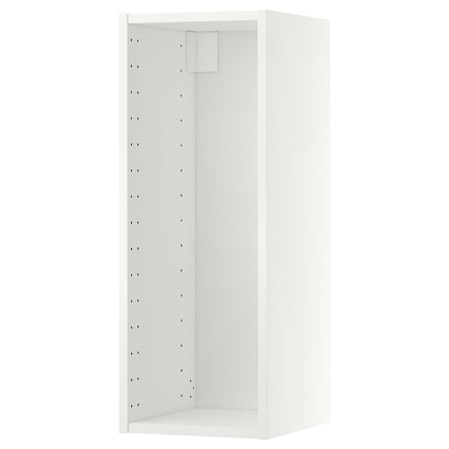 White ikea METOD kitchen cabinet. Tall, sleek, fiberboard & particleboard, maximizes wall space.