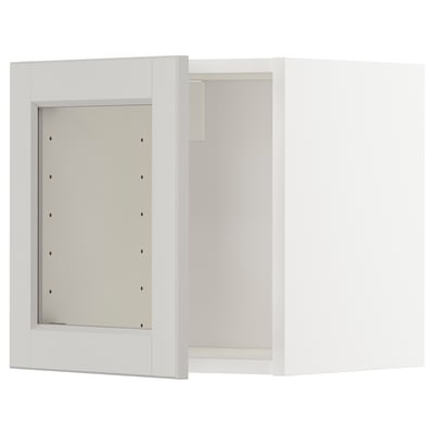 METOD Wall cabinet with glass door, white/Lerhyttan light grey, 40x40 cm