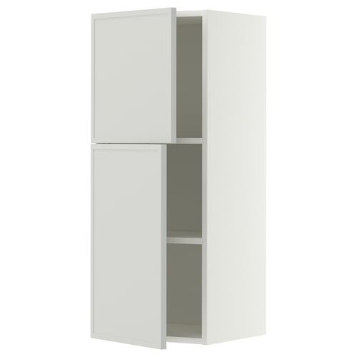 METOD Wall cabinet with shelves/2 doors, white/Aspudden light grey, 40x100 cm