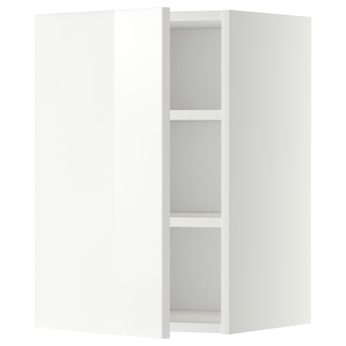 White modern kitchen cabinet, high gloss, corner shape.