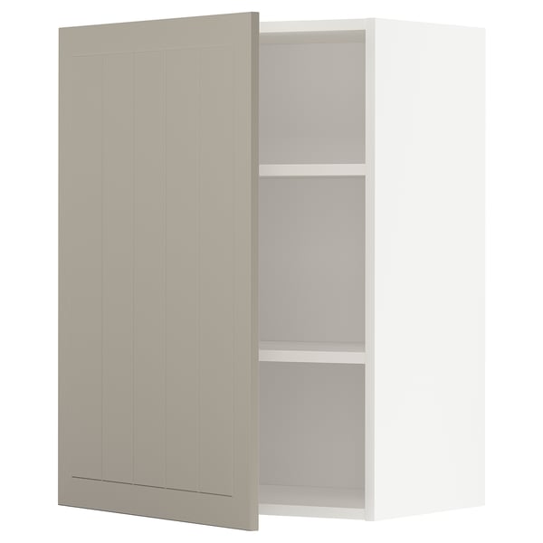 METOD Wall cabinet with shelves, white/Stensund beige, 60x80 cm
