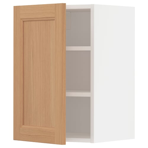 METOD kitchen cabinet in oak wood with shelves, light brown.