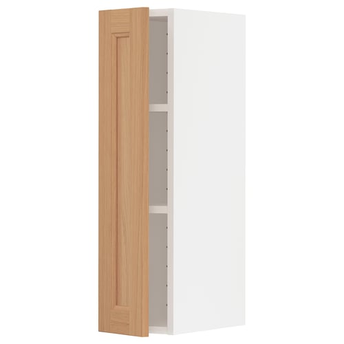 White-framed ikea METOD kitchen cabinet with oak door.