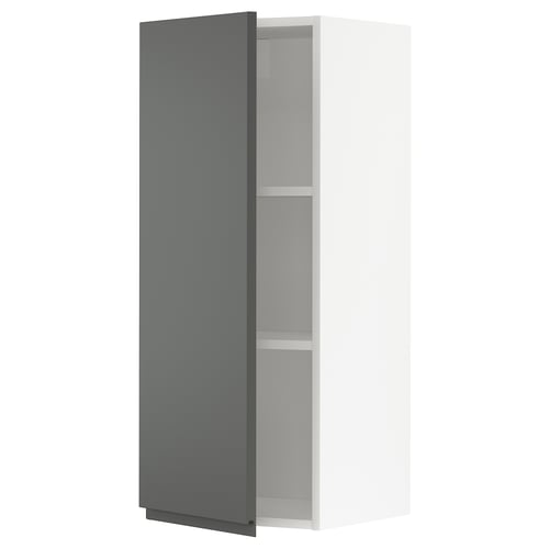 Modern dark grey kitchen cabinet with one adjustable shelf.