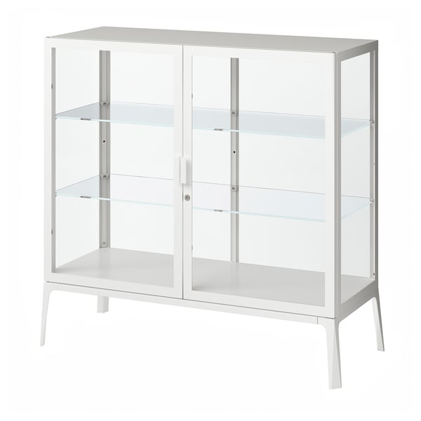 MILSBO Glass-door cabinet, white, 101x100 cm