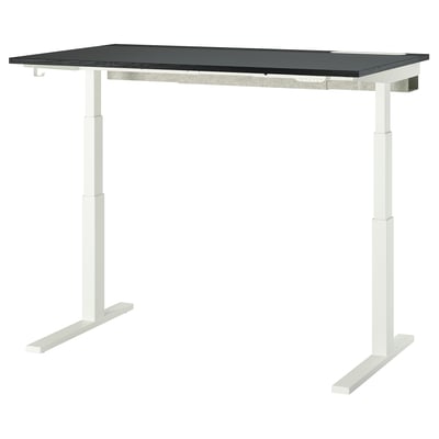 MITTZON Desk sit/stand, electric black stained ash veneer/black white, 140x80 cm