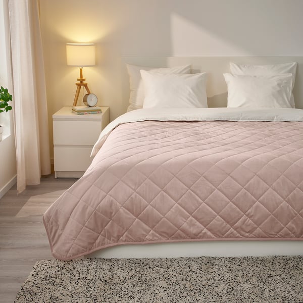 MJUKPLISTER Bedspread, light pink, 260x250 cm